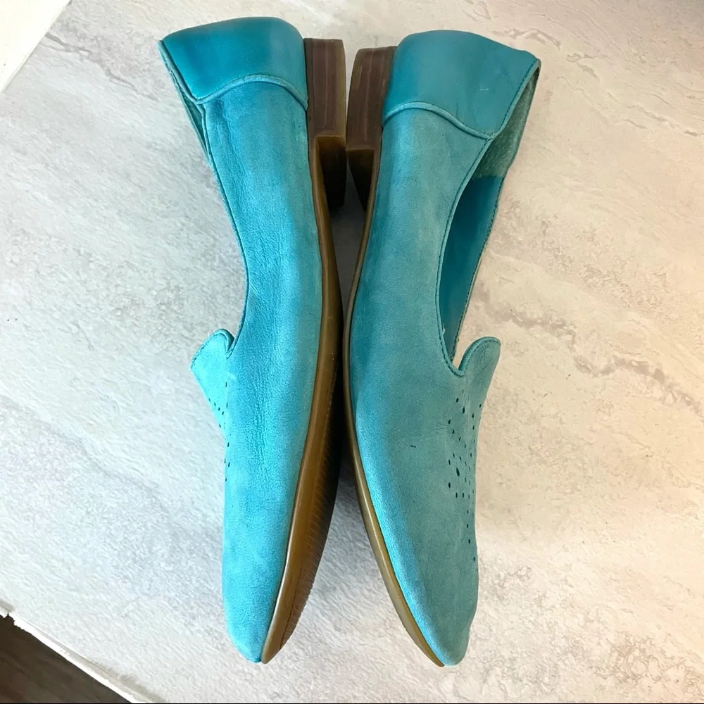 Marc Fisher Turquoise Suede Perforated Flats